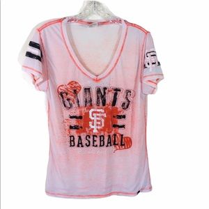 SF Giants V Neck Burnout Tee Womens Size L
